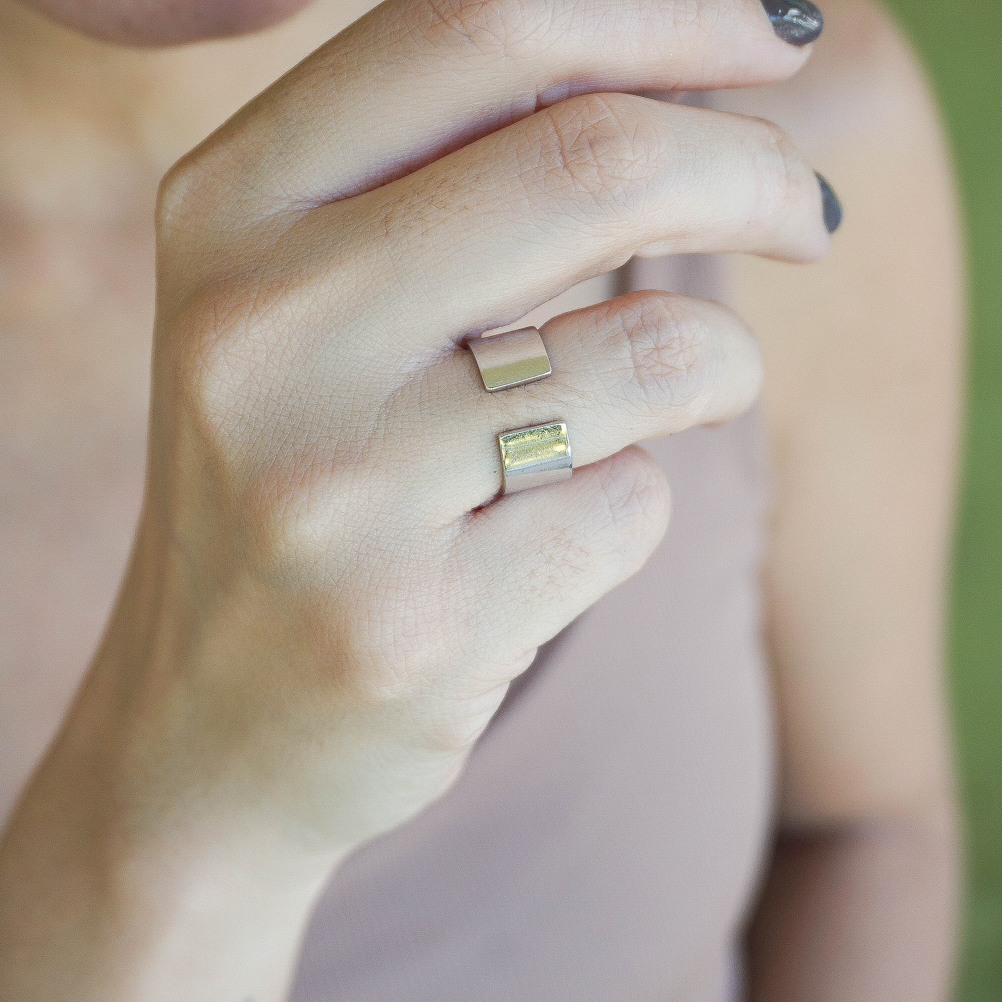 Bold Stacked Ring in Silver - emme