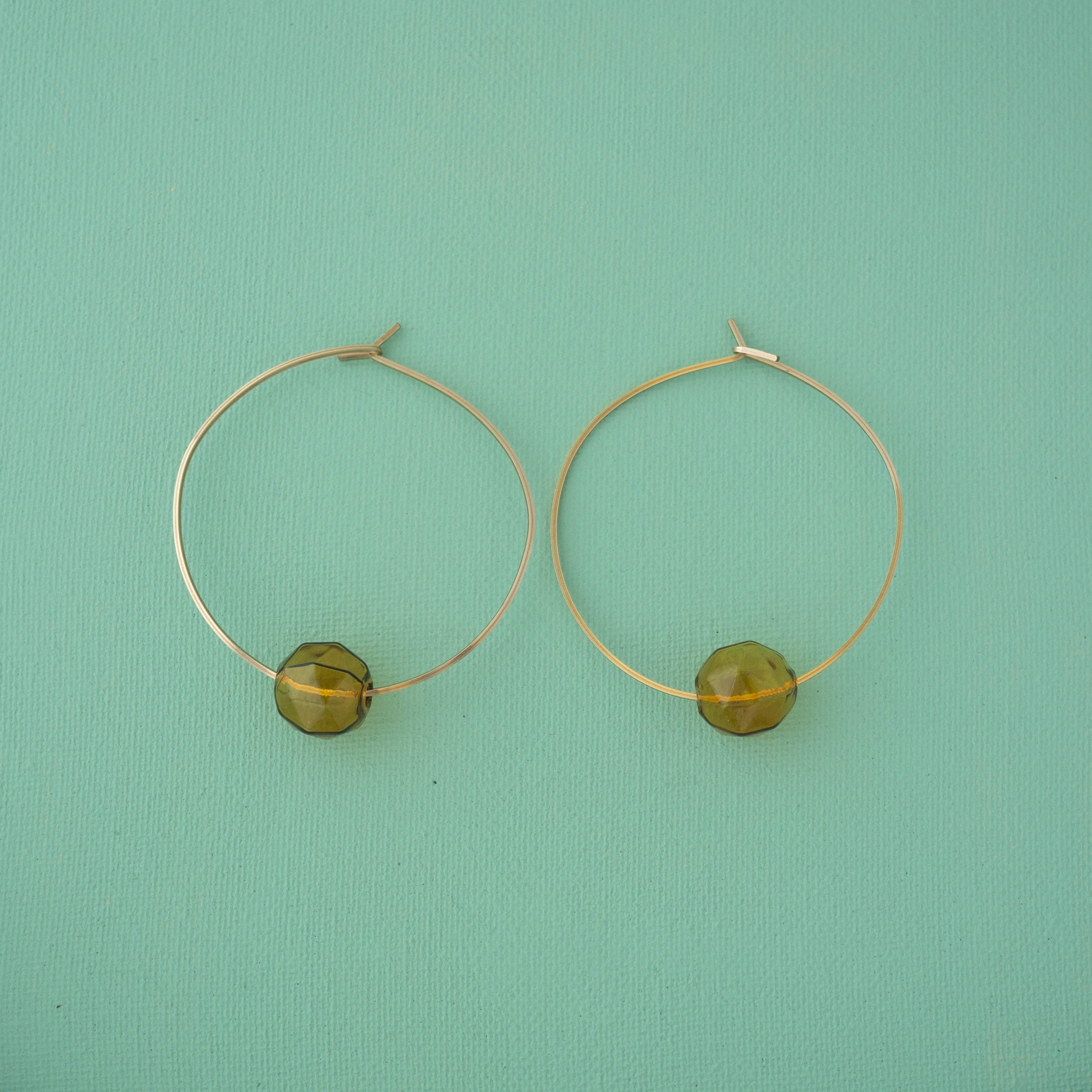 Glass Hoop Gold Earrings - emme
