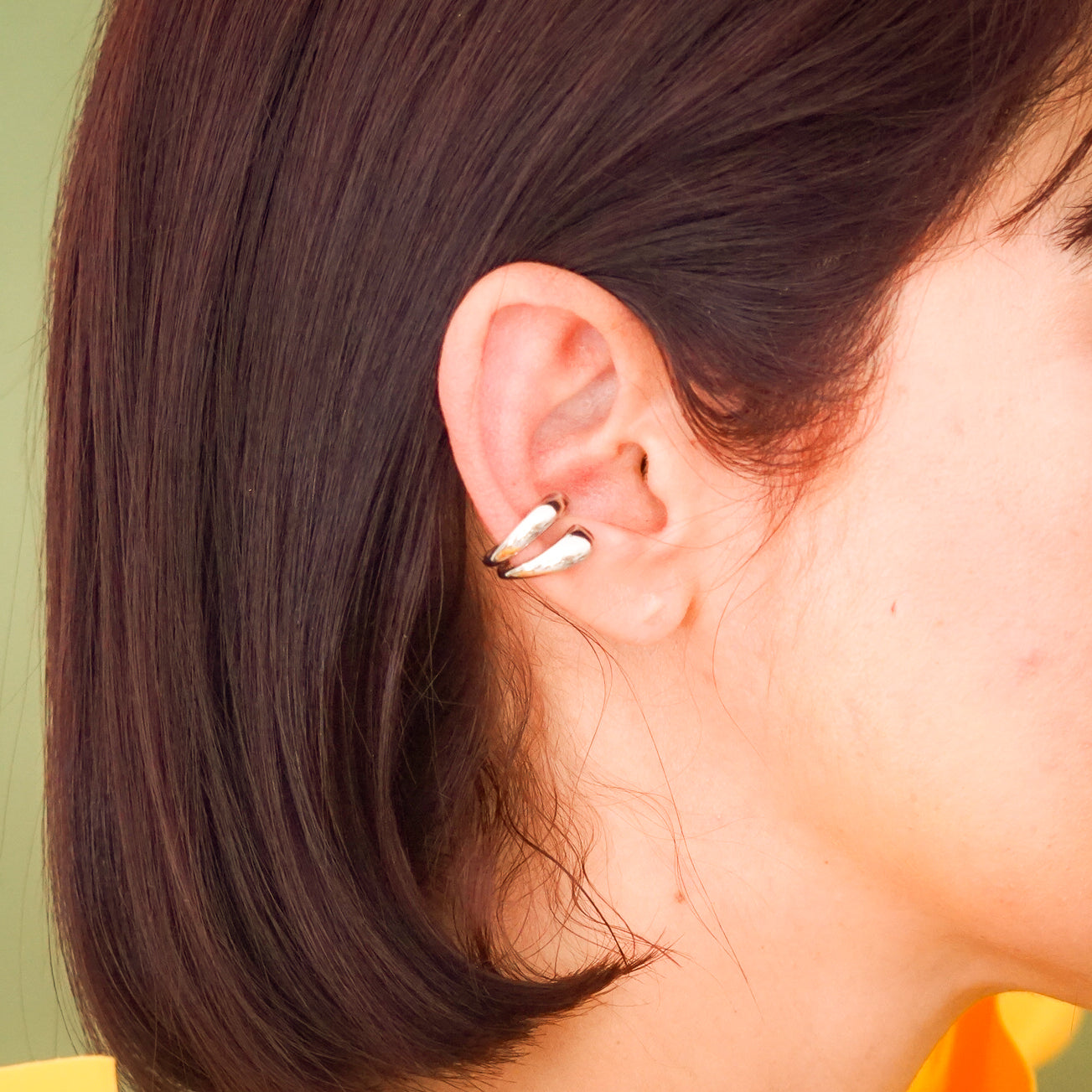 Aros Plateados Ear Cuff Gota