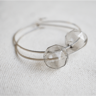 Glass Hoop Silver Earrings - emme