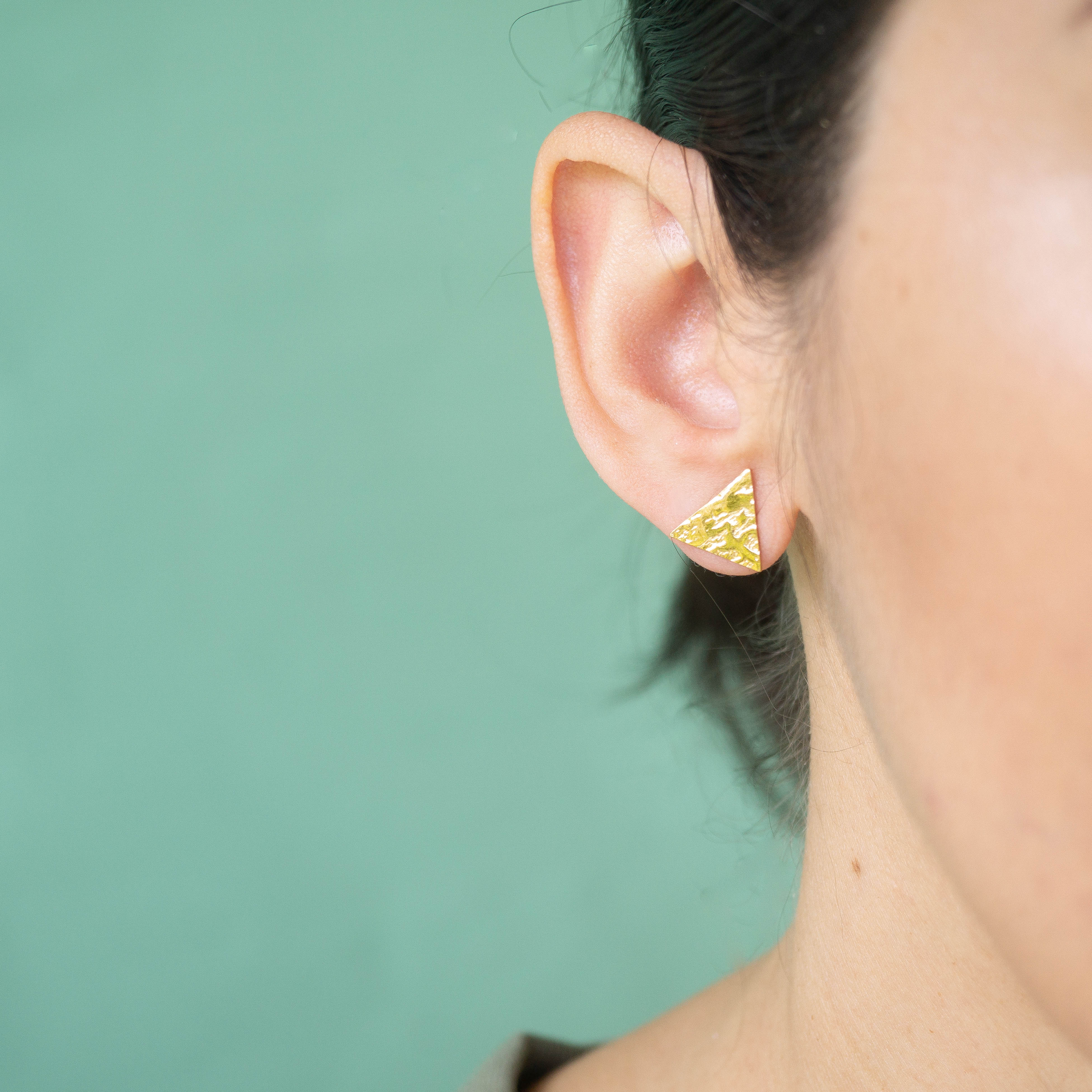 Mini Triangle Stud Earrings in Gold - emme