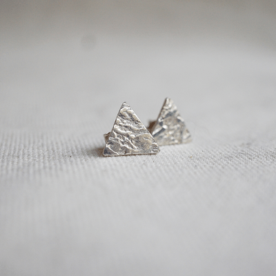 Mini Triangle Stud Earrings in Silver - emme