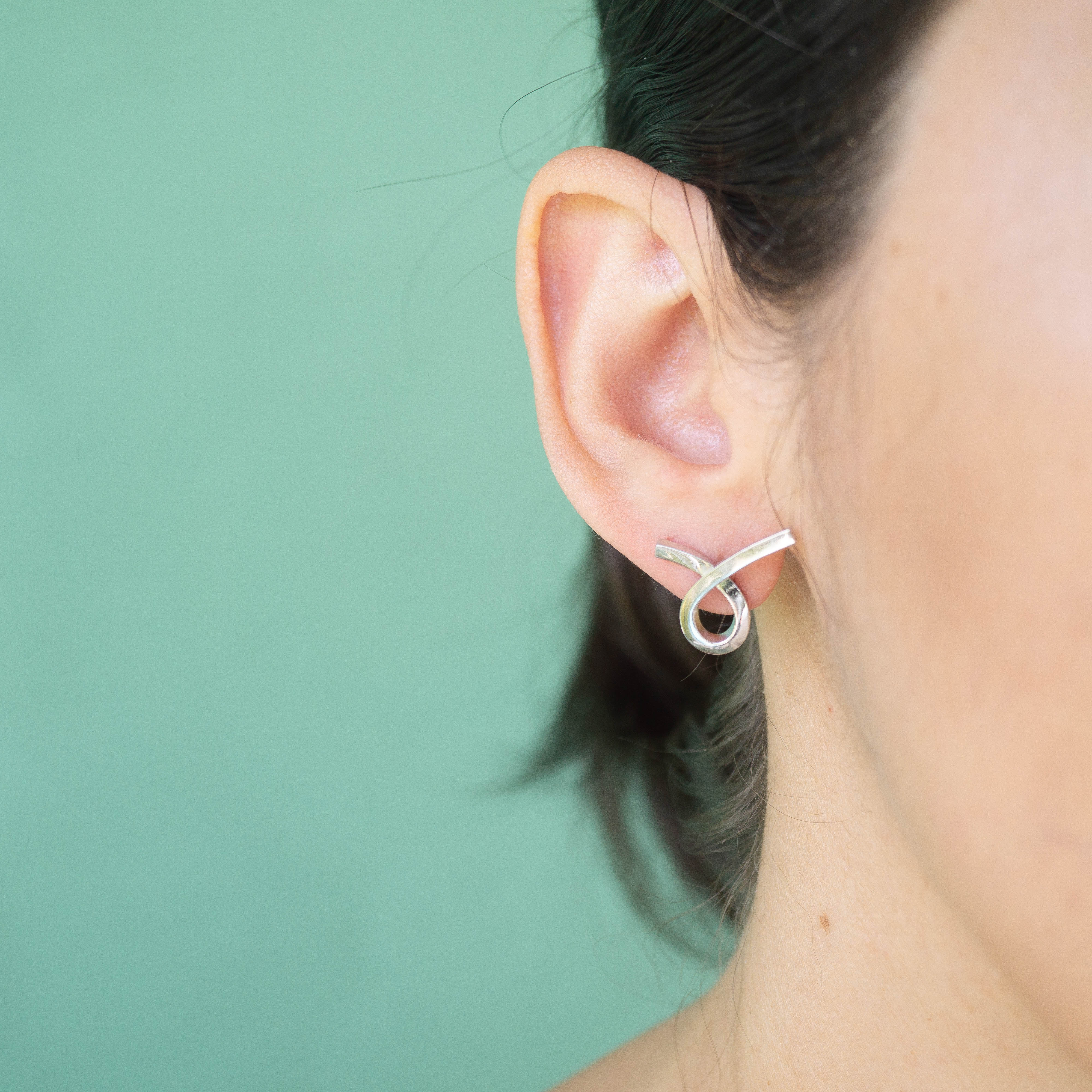 Mini Twist Post Earrings in Silver - emme