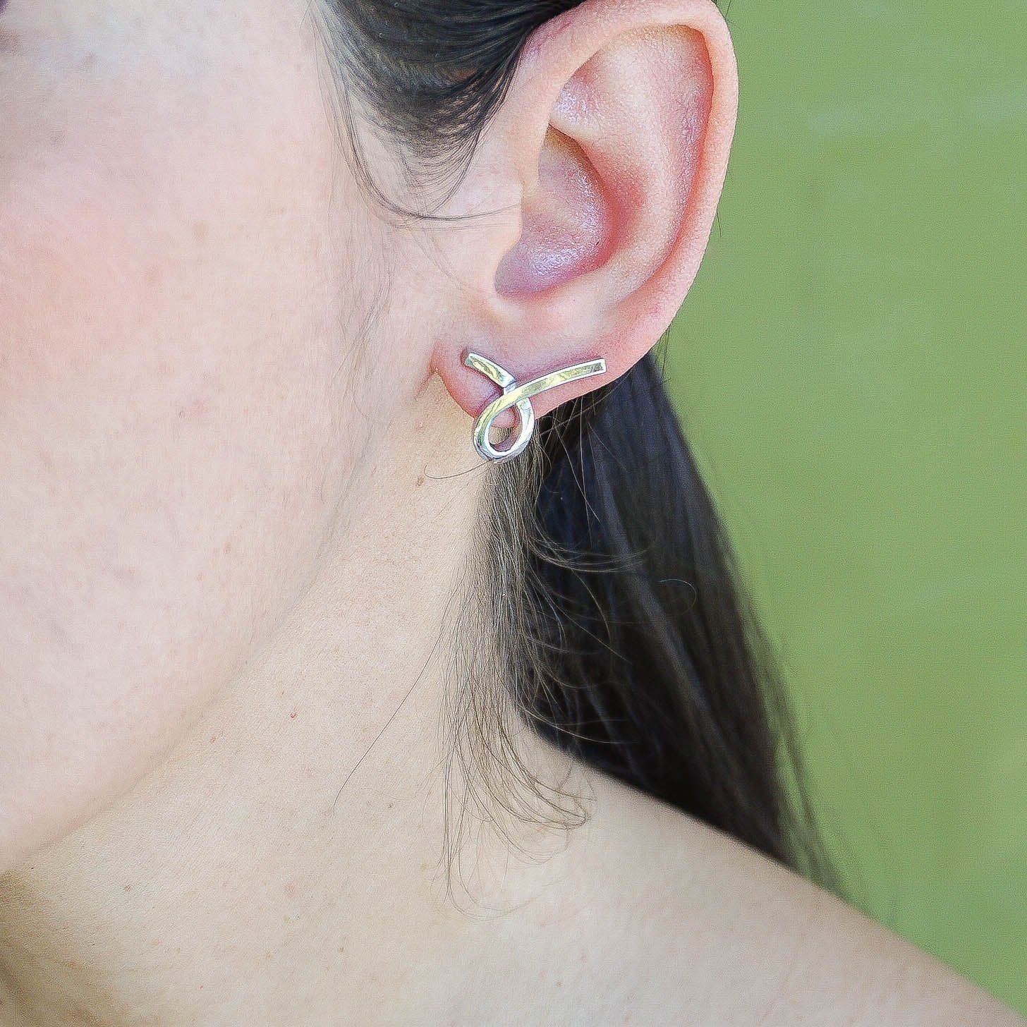 Mini Twist Post Earrings in Silver - emme