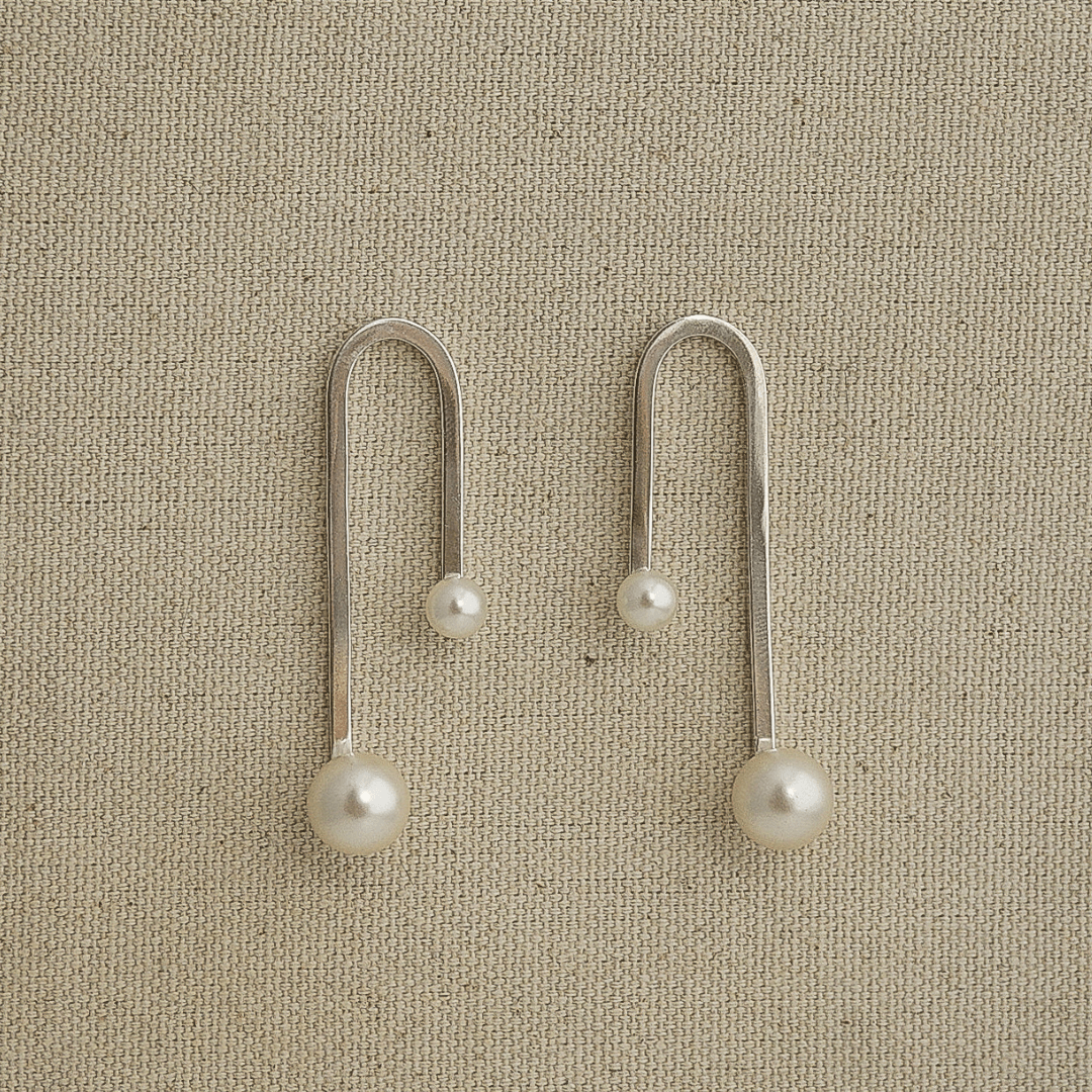 Pearl Asymmetrical Earrings - emme