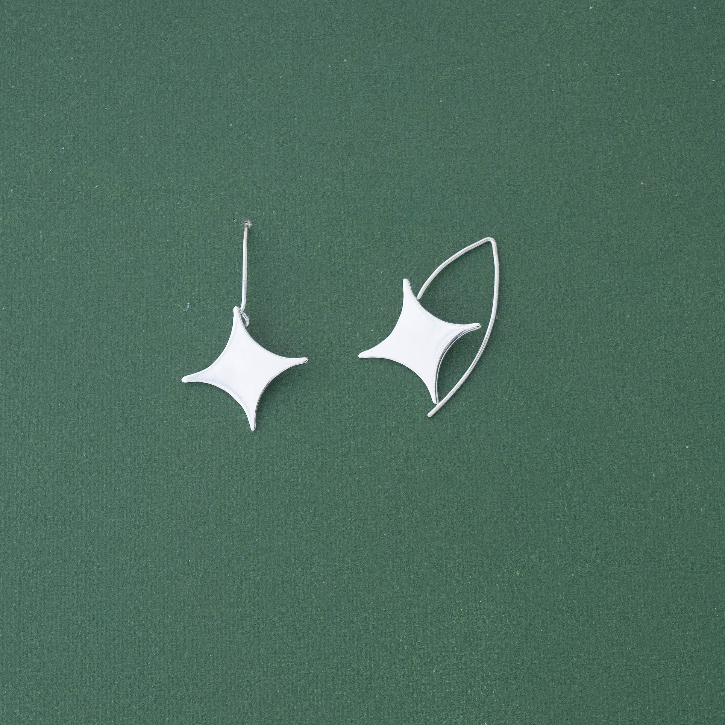 Star Silver Drop Earrings - emme
