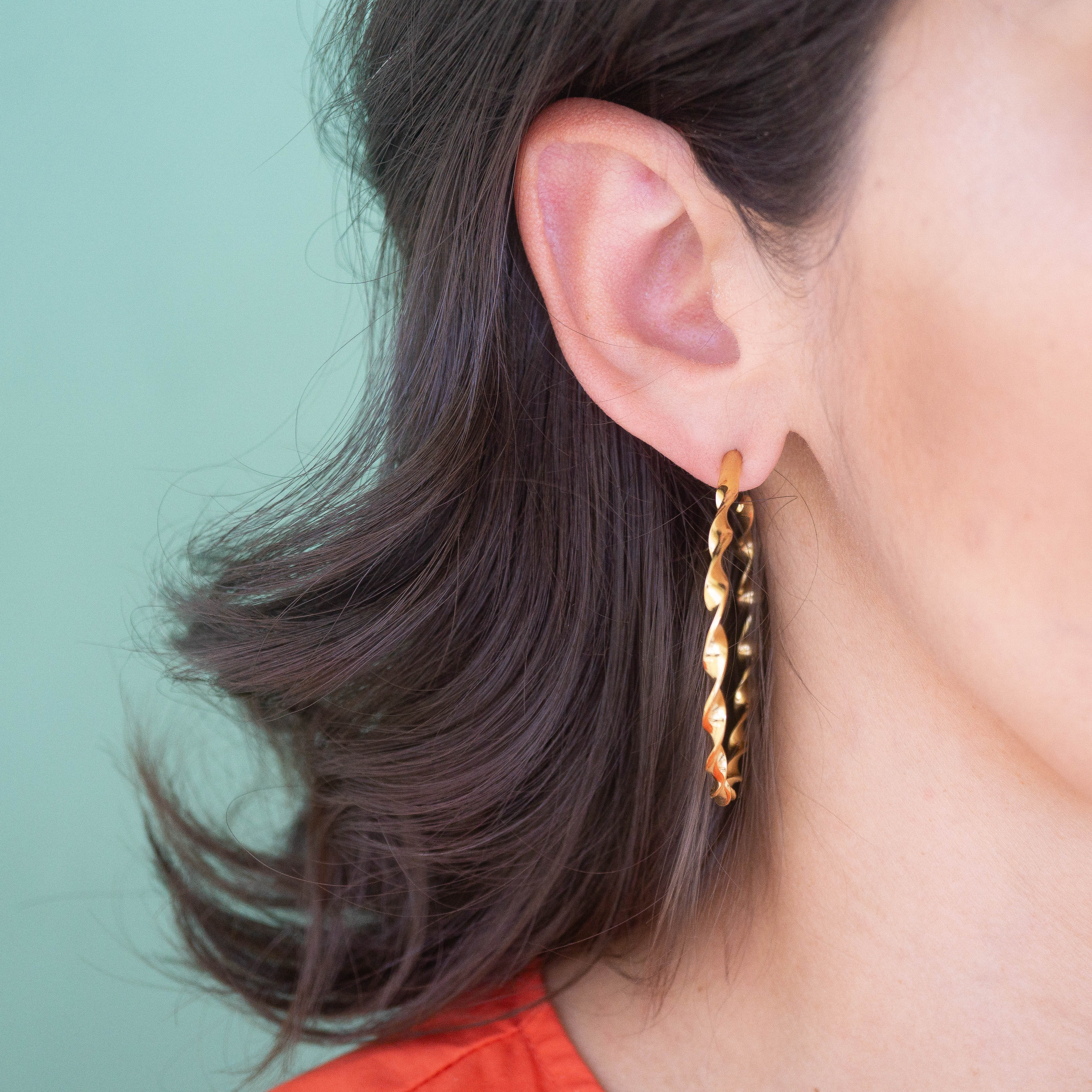 Twisted Gold Hoop Earrings - emme